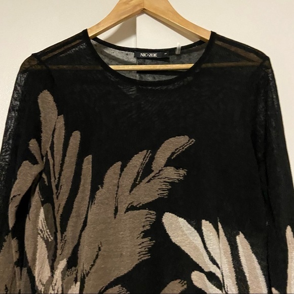 Nic + Zoe Asymmetrical Hem Linen Blend Lagenlook Sweater Size Small - Picture 3 of 7